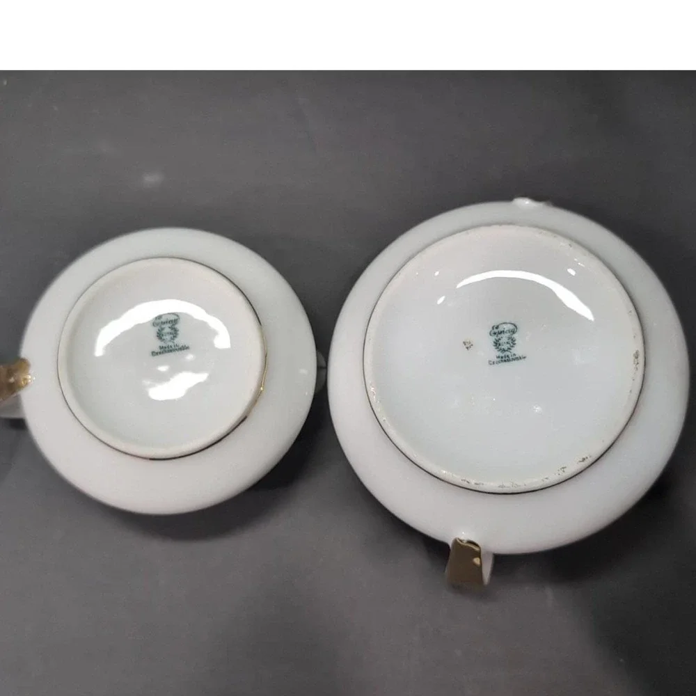 Epiag Elyrian Blue Gold Creamer & Lidded‎ Sugar Set, Czechoslovakian Tableware